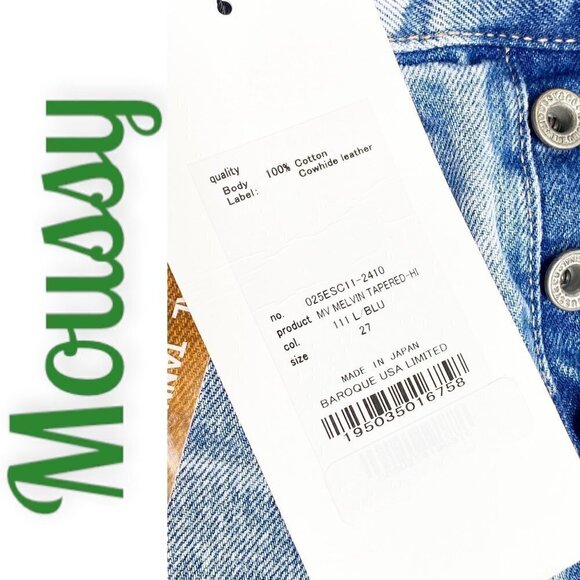 NWT MOUSSY Vintage Melvin Tapered Buttonfly High Waist Busted Knee Jeans Size 27 - Picture 6 of 9